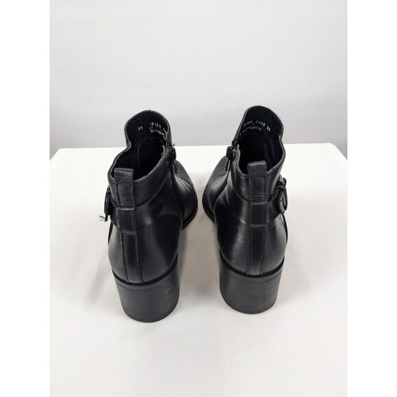 Addict by Bosi Booties Boots Black Leather 39 Buckle Accent Western Cowboy - Picture 3 of 8